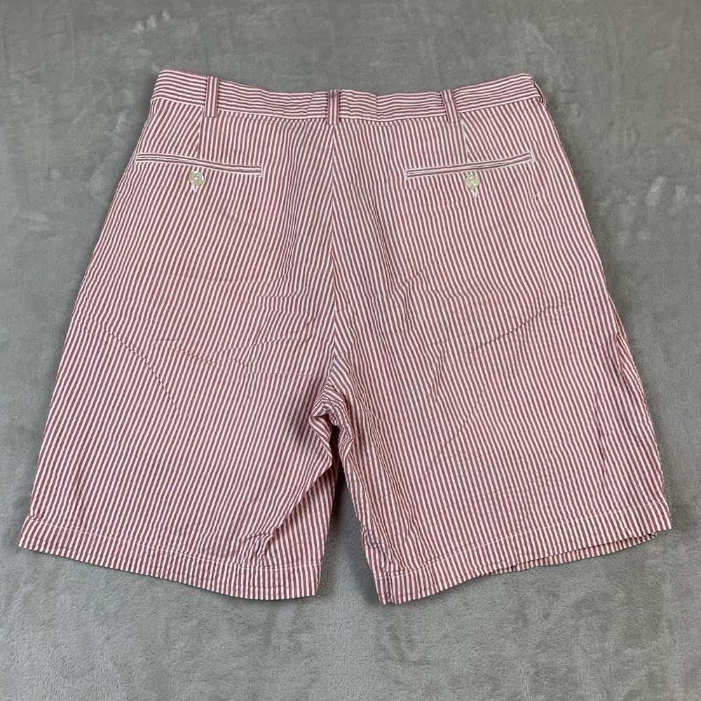 Jos A Banks Seersucker Shorts Mens 34* Red White Stripe Stays Cool Cotton Preppy - Picture 8 of 8